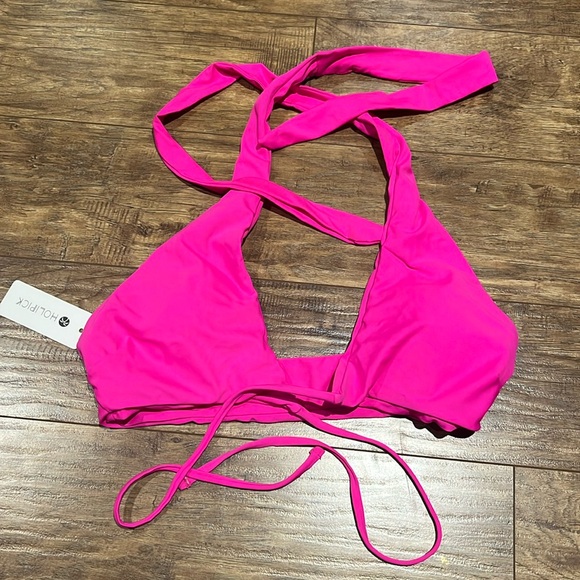 Neon pink wrap around tie up padded bikini top - Picture 1 of 10
